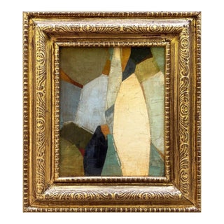 Contemporary Abstract Oil Painting in Vintage Florentine Gold Frame For Sale