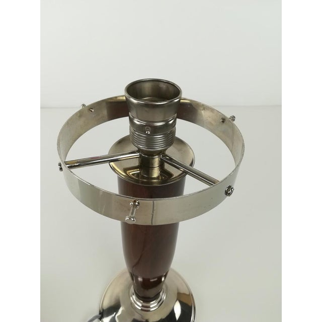 Brown Art Deco Wood and Glass Table Lamp, France, 1930s For Sale - Image 8 of 11
