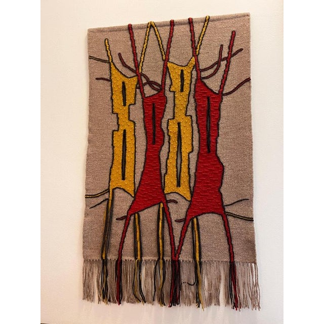 Abstract Hand Made Wool Tapestry by Milada Zachova, Czechoslovakia, 1970s For Sale - Image 3 of 7