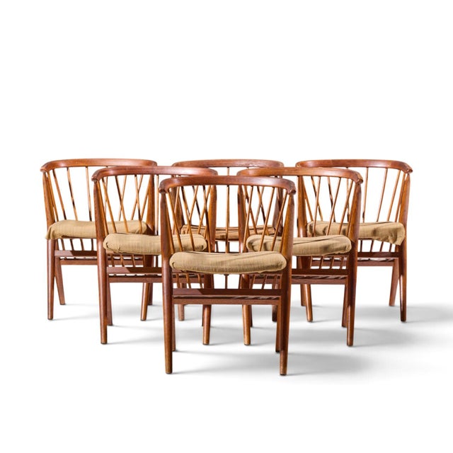 Helge Sibast No. 8 Mid Century Swedish Teak Chairs - Set of 6 Each chair measures: 21.5 wide x 22.5 deep x 28.75 inches...