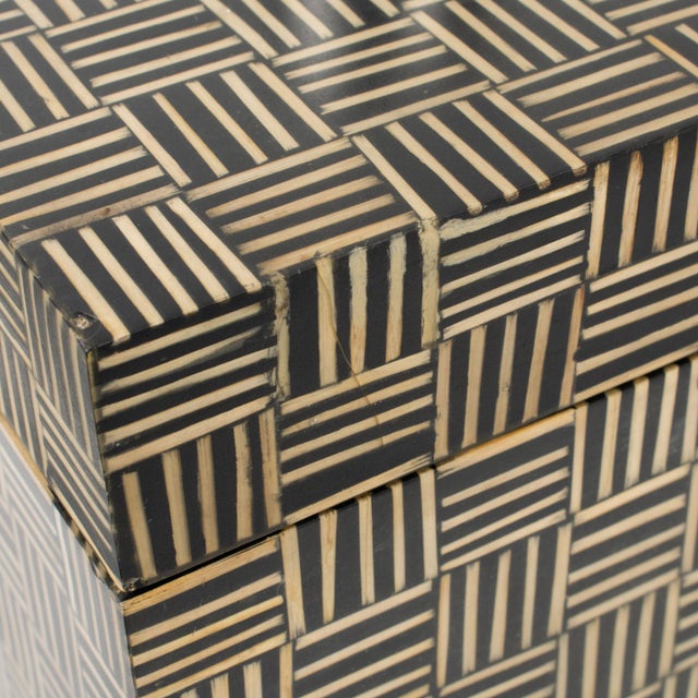 Modernist Tall Box with Wood Marquetry Patchwork, 1970s For Sale - Image 12 of 13