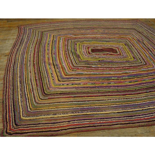 1930s American Braided Carpet ( 8' x 8' - 245 x 245 ) For Sale - Image 4 of 7