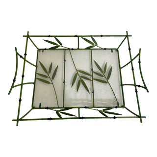 2000s Wrought Iron Bamboo Design Tray For Sale
