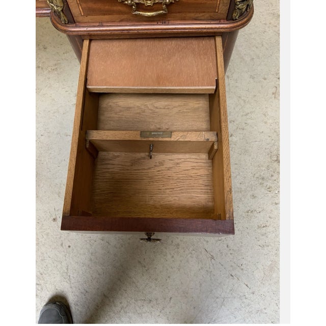 Brown Antique Art Nouveau Desk with Bronze Decorations, 1900 For Sale - Image 8 of 13