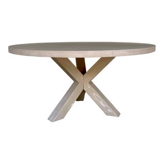 Worlds Away Organic Modern Cerused Oak Round Greer Dining Table For Sale