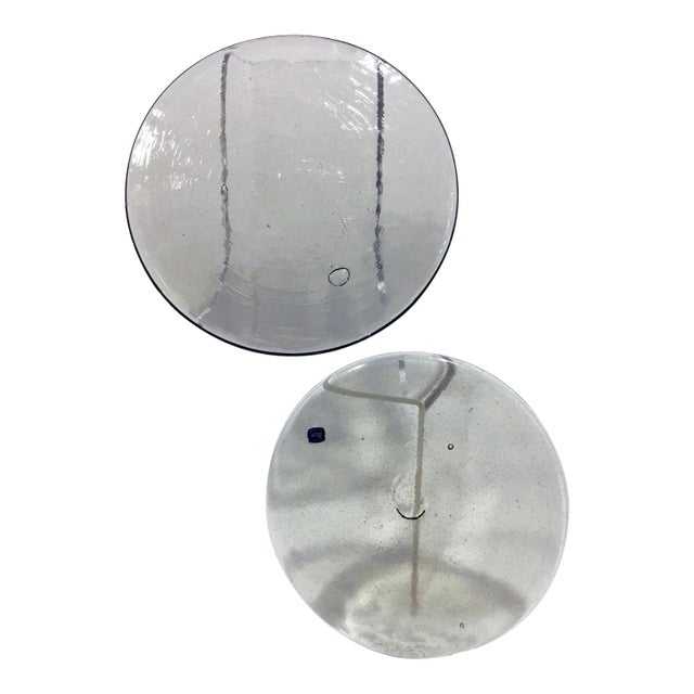 1970s Bullicante Glass Trivets - Cheese Boards - Set of 2 For Sale