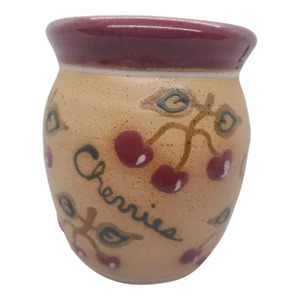Vintage Handcrafted Artisan Crock, Cherry Theme