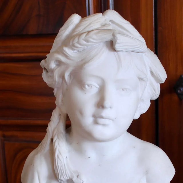 Neoclassical Marble Sculpture Bust of a Girl as Ceres For Sale - Image 3 of 12