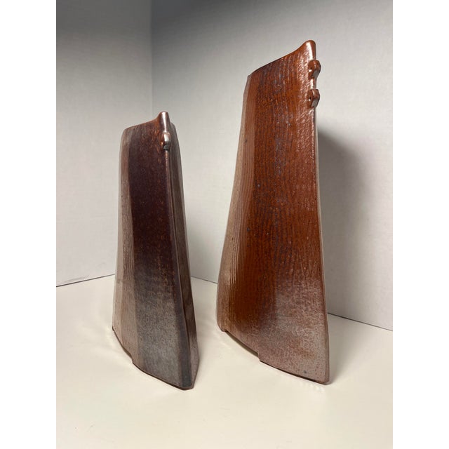 Contemporary Set of Two Vintage Bruno Kark California Studio Pottery Stoneware Vases Signed For Sale - Image 3 of 9