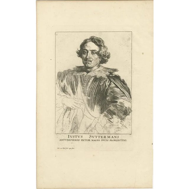 After van Dyck, Portrait of Justus Sustermans, Flemish Painter to the Grand Duke of Florence, Print For Sale - Image 10 of 10