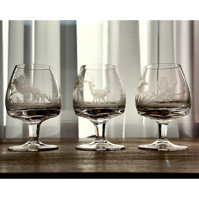 Glass Vintage Hand Blown Cognac Glasses, Set of 7 For Sale - Image 7 of 12