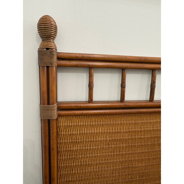 Henry Link 1960s Faux Bamboo and Rattan Twin Headboard Set For Sale - Image 4 of 10