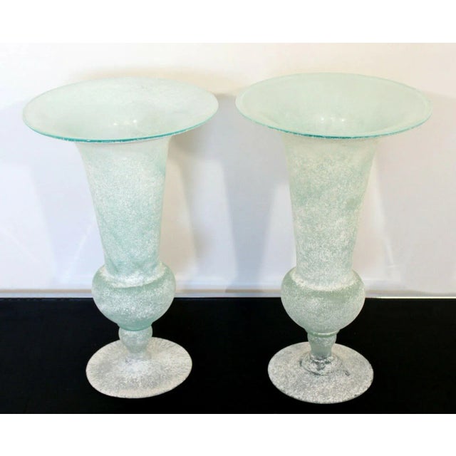 Mid-Century Modern Mid Century Modern Seguso Vetri D'Arte Glass Vases Vessels Italy Signed - A Pair For Sale - Image 3 of 9