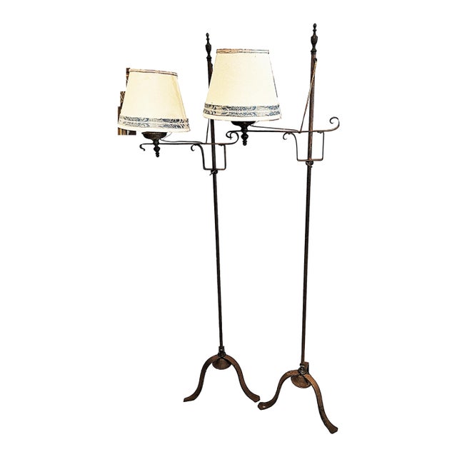 1930s Metal FLoor Lamps, a Pair For Sale