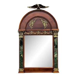 French Empire Style Wall Mirror With Faux Marble and Brass Eagle Crest Att.To Maitland-Smith