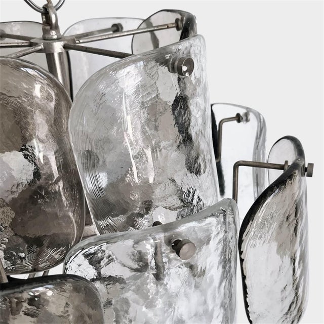 Vintage Italian Murano Glass Petal Chandelier – Transparent & Smoky | 4-Light Statement Lighting For Sale - Image 6 of 6