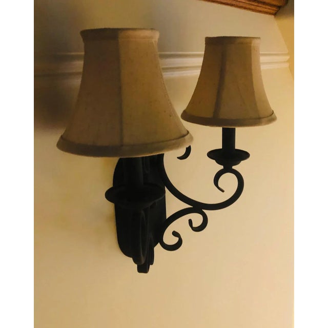 2000 - 2009 Wrought Iron Double Light Wall Sconce For Sale - Image 5 of 6