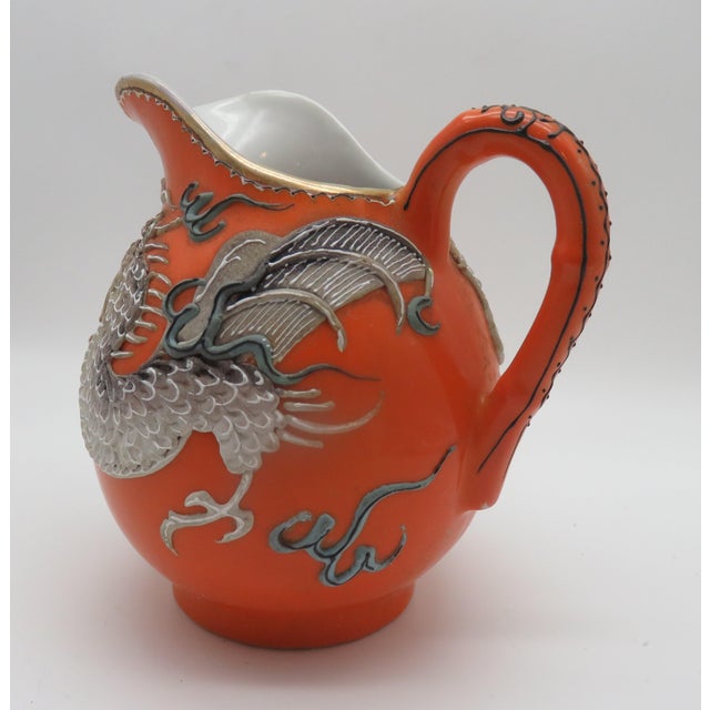 Orange Antique Japanese Dragonware Moriage Dragon Creamer/Pitcher For Sale - Image 8 of 15
