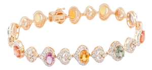 Natural diamond 2.41cts & multi sapphire 8.56cts bracelet in 18k gold