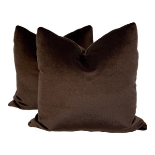 Holly Hunt "Silk and Sexy" Silk Mohair in Cavern 22" Pillows-a Pair For Sale