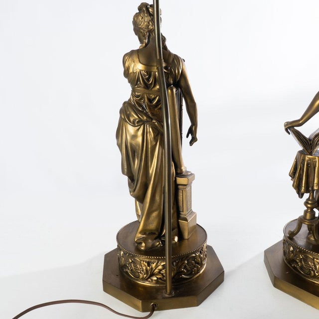 Early 20th Century Pair of Classical Form Figural Lamps For Sale - Image 9 of 18
