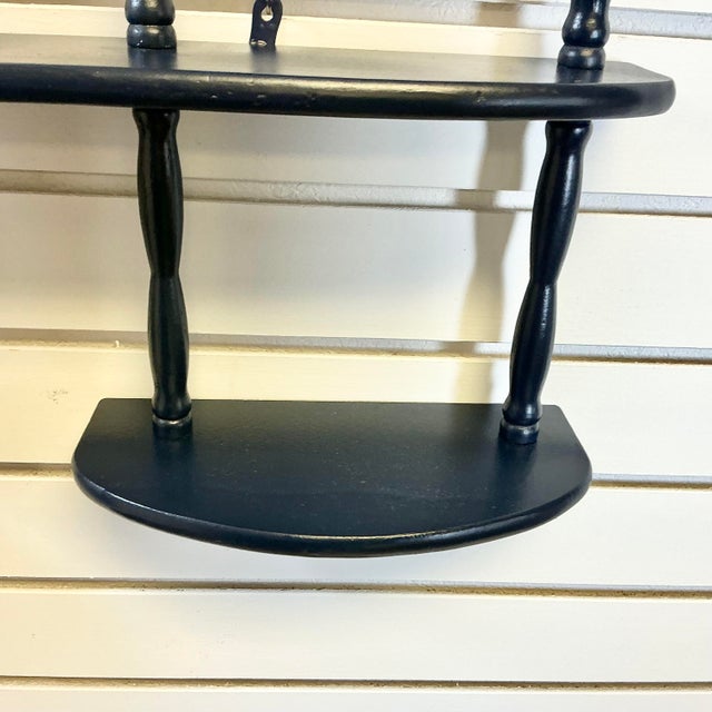 Mid-Century Boho Chic Traditional Wood Display Wall Mounted Shelf. For Sale - Image 10 of 12