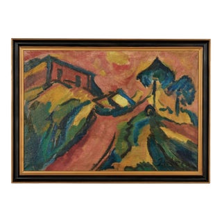 Expressionist Painting of a Landscape Signed Peters For Sale