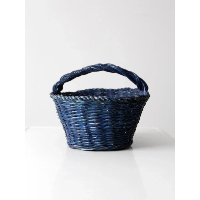 Vintage Blue Harvest Basket For Sale - Image 9 of 9