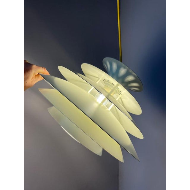 This slatted lamp, model 80113 by formlight, is an outstanding example of danish lighting design from the 1970s. With its...