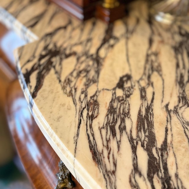 19th C Antique French Imprt Louis XVI Revival Marble Top Display Cabinet Buffet Vitrine For Sale - Image 11 of 15