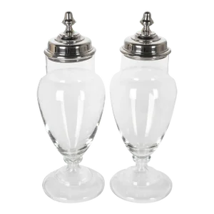 French Glass Apothecary Jars, a Pair