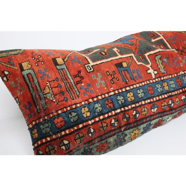 Antique Made in Caucasian Kazak Rug Sofa Pillow Cover -19'' X 39'' For Sale - Image 9 of 13
