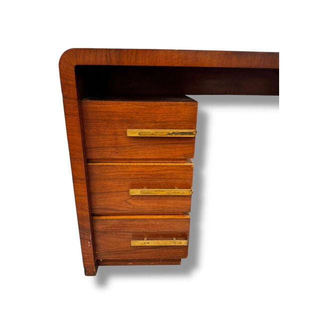 1970s Art Deco Waterfall Desk For Sale - Image 4 of 6