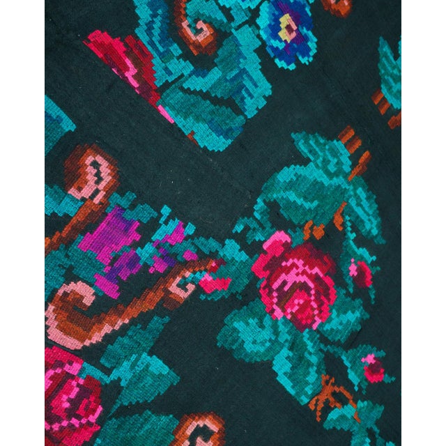 Textile Vintage Romanian Floral Wool Flatweave Scoarță Rug with Rose Bouquet Pattern, 1960s For Sale - Image 7 of 14