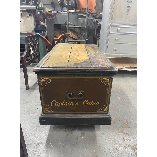 Late 19th Century Antique Oil Painted Wooden Chest, From "Mary Owens