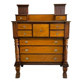 Antique Early American Federal Mixed Wood Server For Sale