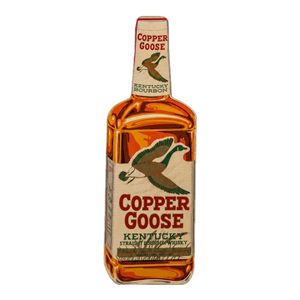 Vintage Double-Sided Copper Goose Bourbon Figural Bottle Advertising Sign