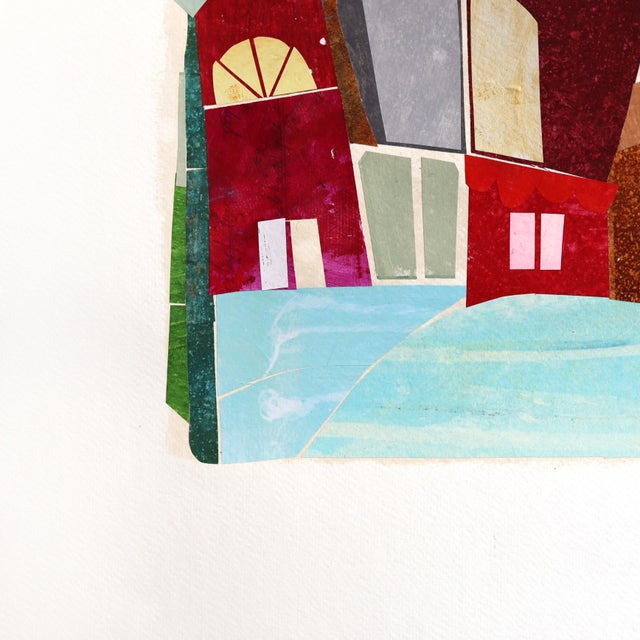 City of Palms - Abstract Urban Color Drenched Collage Mixed Media Original Artwork by Maria C Bernhardsson For Sale - Image 4 of 7