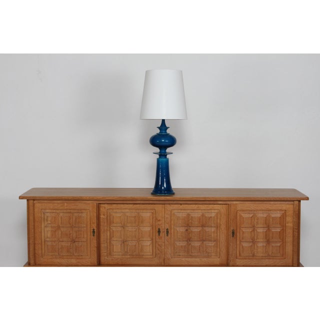 Extraordinarily rare and stunning large danish sculptural table lamp of stoneware designed and hand made by poul erik...