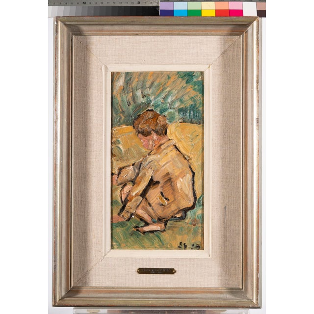 Ernest Samuel Geiger, Young Boy Playing Marbles, Oil on Board For Sale - Image 13 of 14