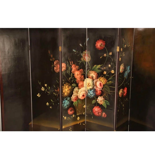 French Antique French Dressing Hand Painted Six Panel Screen Divider For Sale - Image 3 of 6