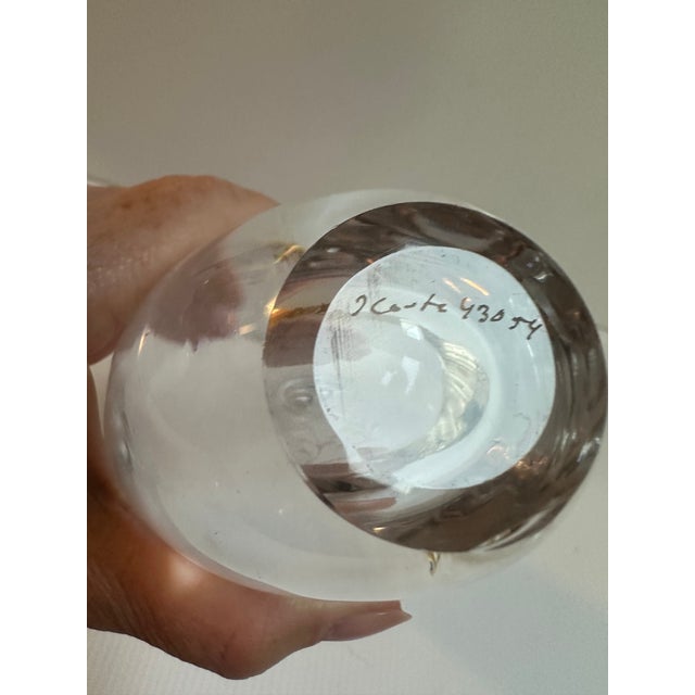 Glass 1960s Kosta Boda Sign Blown Glass Vase With Floral Etching 9.5" Tall Design by Goran Warff For Sale - Image 7 of 12