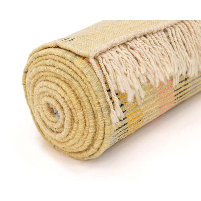 Kaleidoscopic Hand-Knotted Moroccan Wool Runner | 13'6" X 2'10" | One of a Kind For Sale - Image 9 of 9