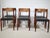 Six dining chairs by Frem Røjle, Denmark, manufactured in 1971. Teak wood with a gently curved backrest and slender round...