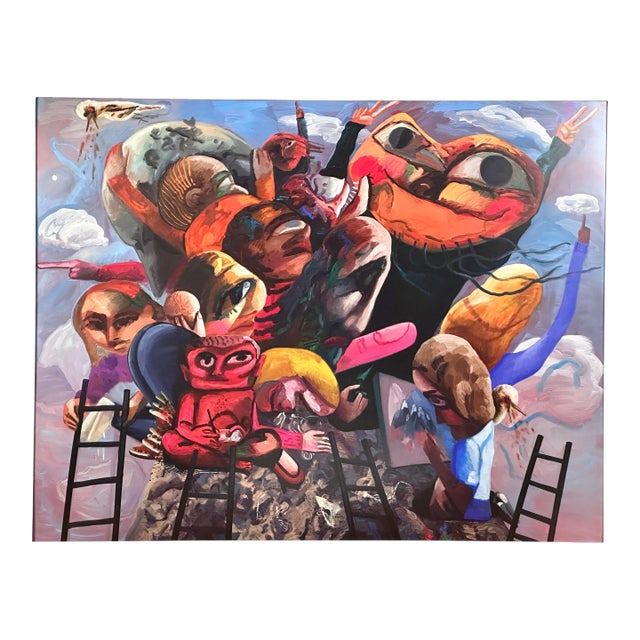 Dana Schutz (B. 1976) - Large ‘Mountain Group’ Offset Lithograph Print, Framed For Sale