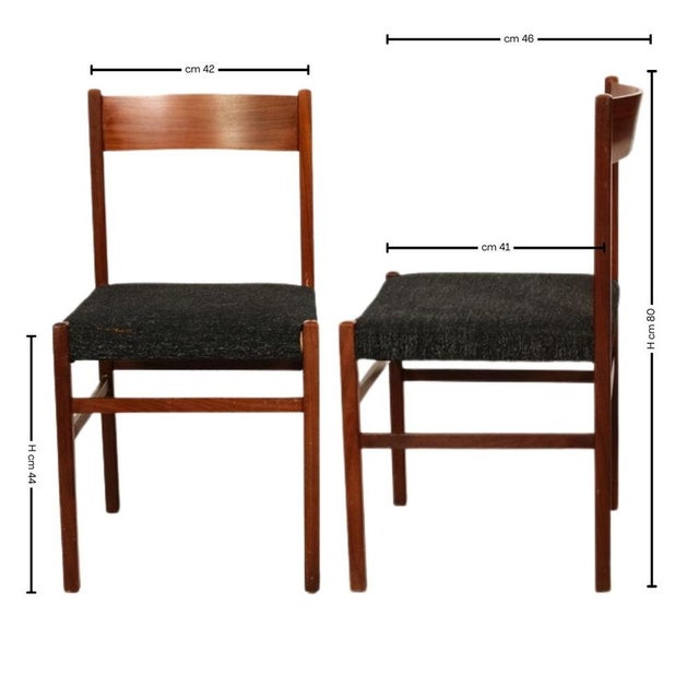 Wood Set of Vintage Dining Chairs in Wood and Fabric, 1960s For Sale - Image 7 of 18