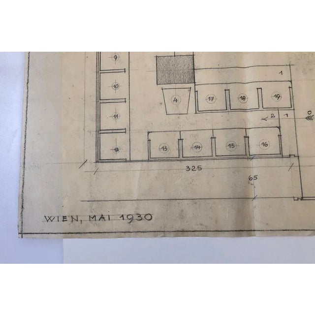 Mason Lodge Schwindgasse Working Drawings by AnotherView, Vienna, 1930s, Set of 5 For Sale - Image 3 of 7