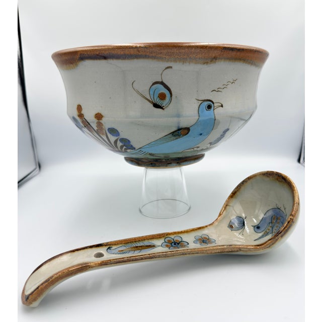 Discover the exquisite charm of this vintage Ken Edwards El Palomar Tonala pottery punch bowl and ladle. The iconic hand-...
