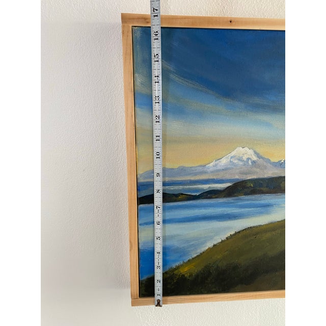 Blue Original Pacific Northwest Landscape Painting – Mt. Rainier From Orcas Island by Francisco Peña For Sale - Image 8 of 8