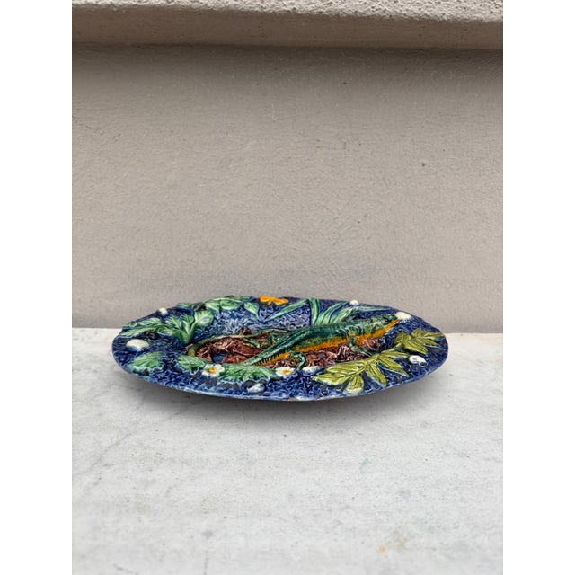 French Country 19th Century Majolica Palissy Lizard Wall Platter Thomas Sergent For Sale - Image 3 of 10